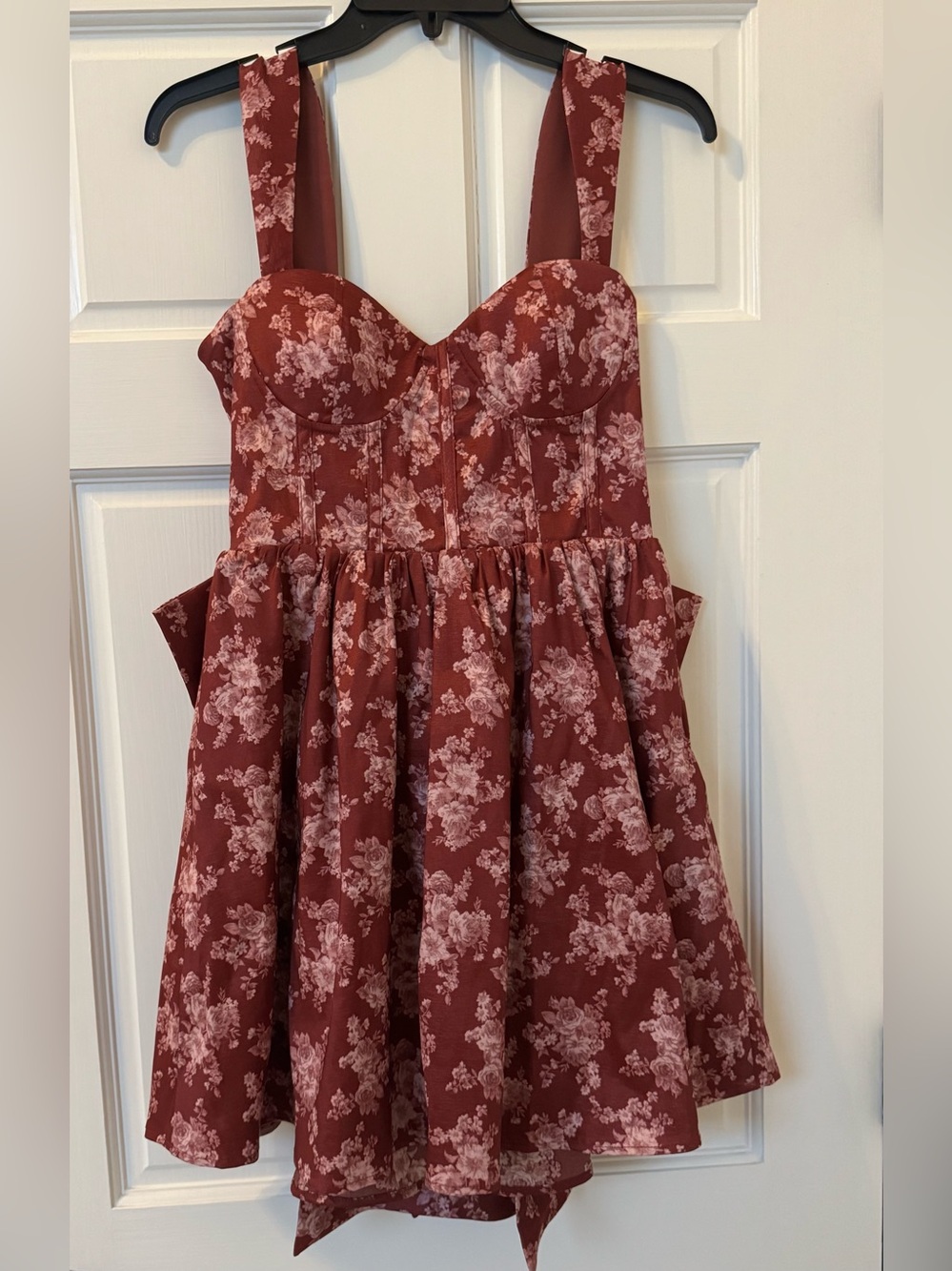 Altar'd State Wine Floral Bustier Dress with Bow - Small NWT